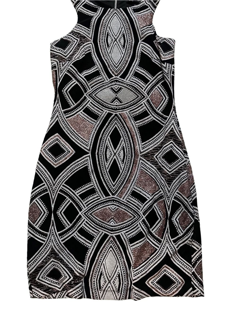 Speechless Black and Silver Geometric Midi Dress